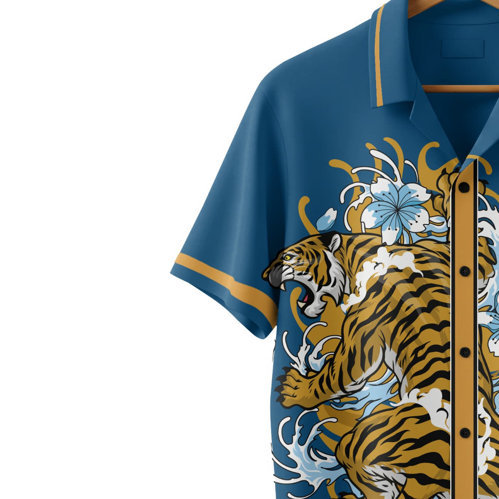Streetwear Tiger Bloom Button-Up Shirt – GULLYGODS Edition