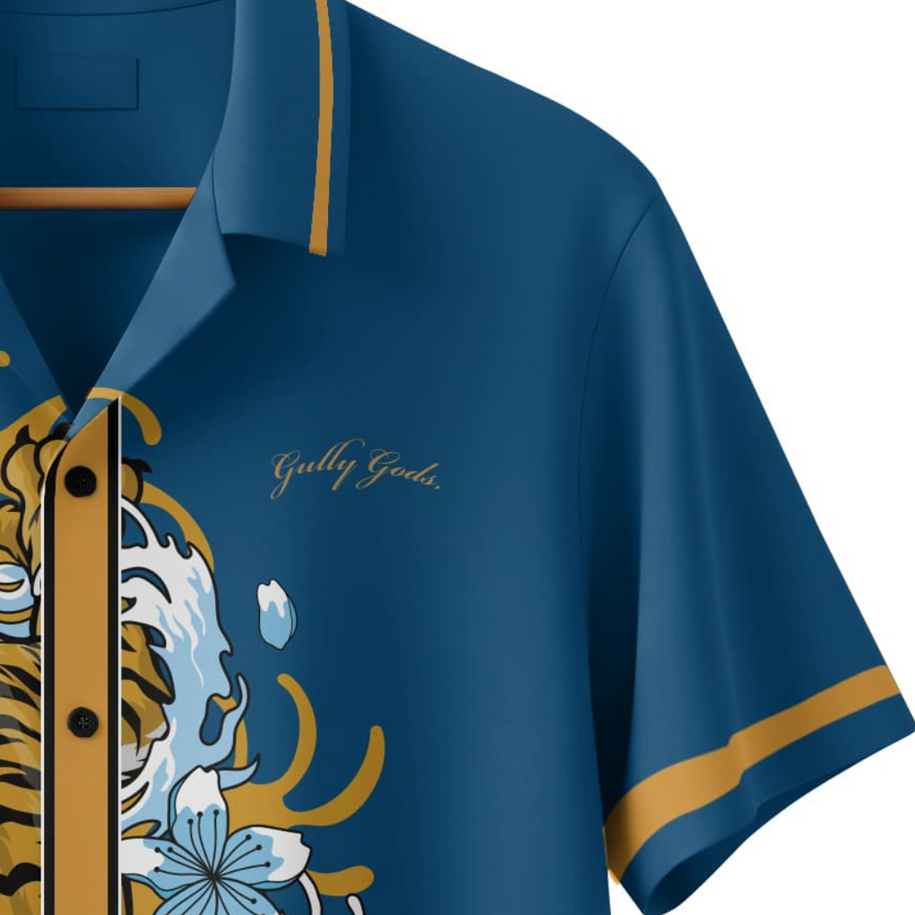 Streetwear Tiger Bloom Button-Up Shirt – GULLYGODS Edition
