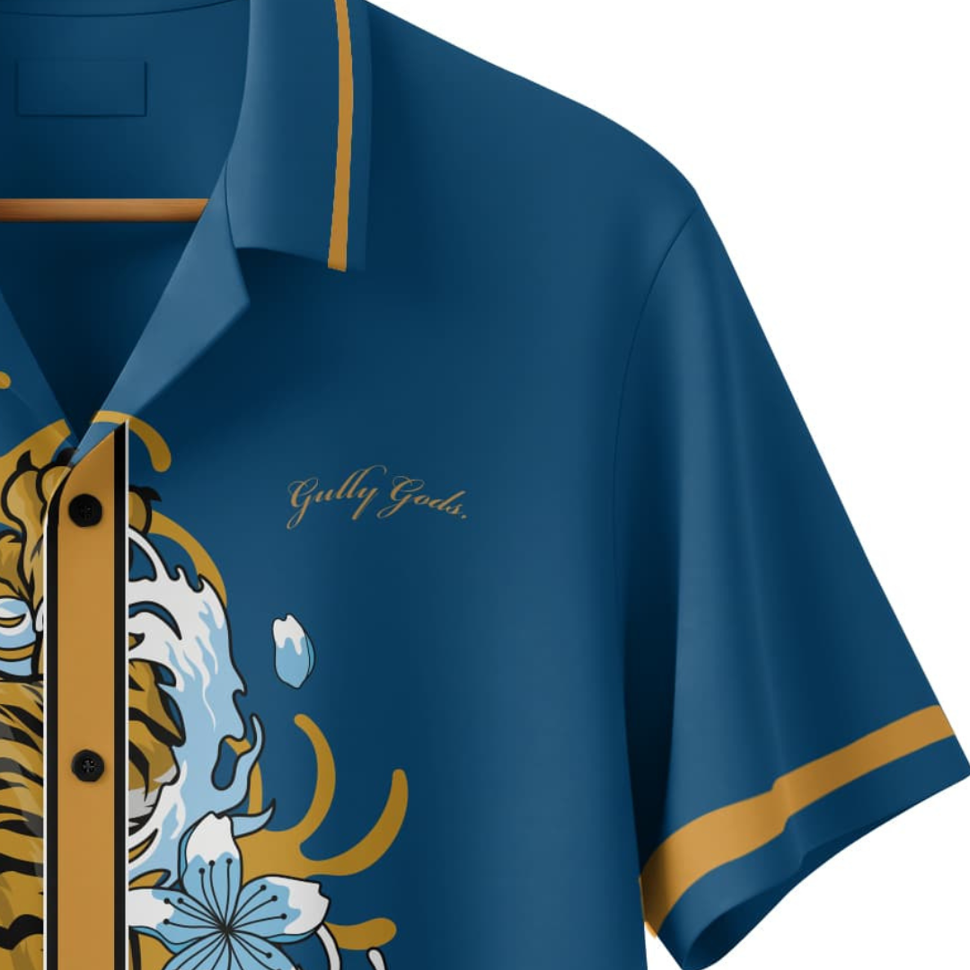 Streetwear Tiger Bloom Button-Up Shirt – GULLYGODS Edition
