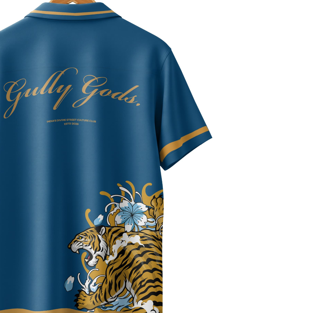 Streetwear Tiger Bloom Button-Up Shirt – GULLYGODS Edition
