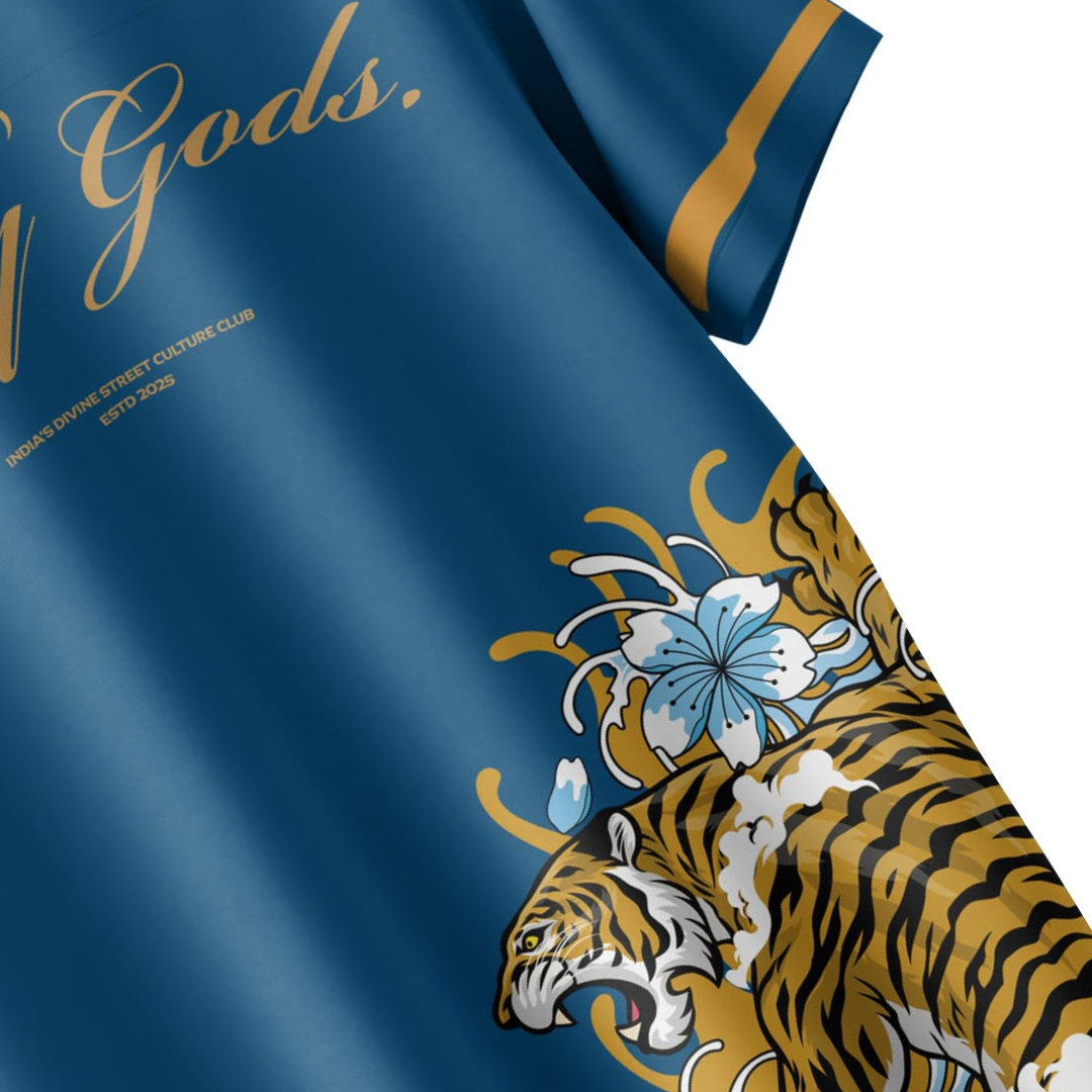 Streetwear Tiger Bloom Button-Up Shirt – GULLYGODS Edition