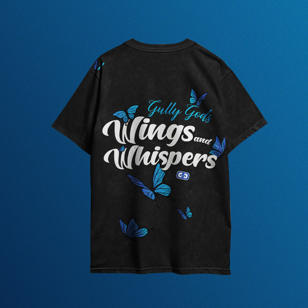 Streetwear Black Acid Wash Butterfly T-Shirt – GULLYGODS Edition