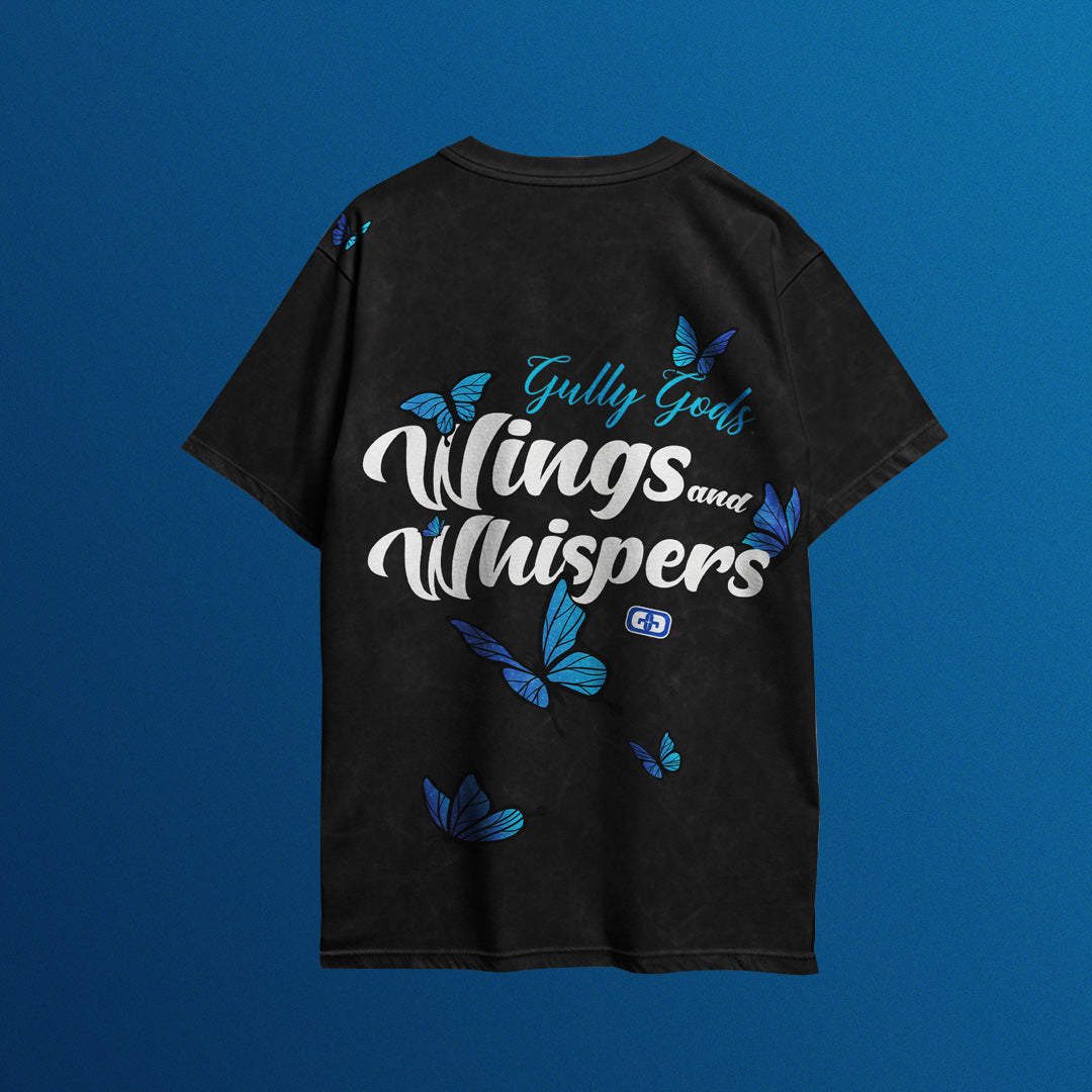 Streetwear Black Acid Wash Butterfly T-Shirt – GULLYGODS Edition