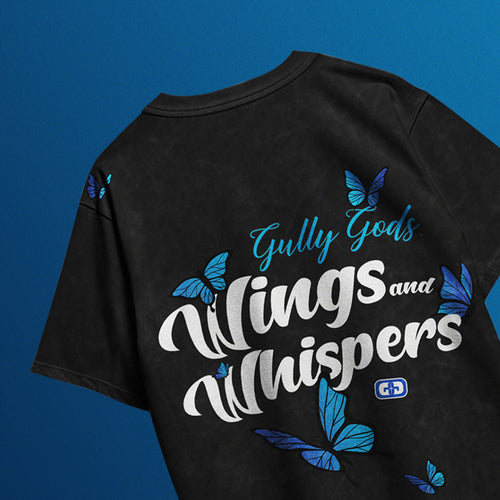 Streetwear Black Acid Wash Butterfly T-Shirt – GULLYGODS Edition