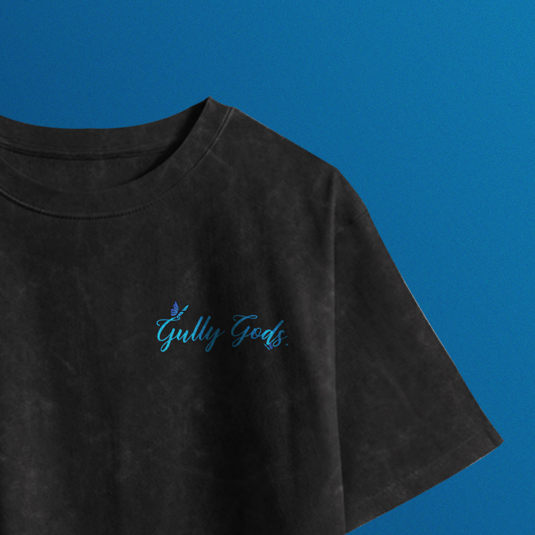 Streetwear Black Acid Wash Butterfly T-Shirt – GULLYGODS Edition