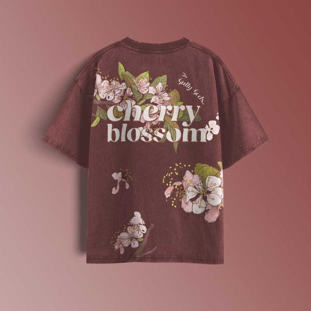 Streetwear Cherry Blossom Grey T-Shirt  – GULLYGODS Edition
